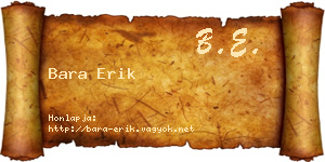 Bara Erik névjegykártya